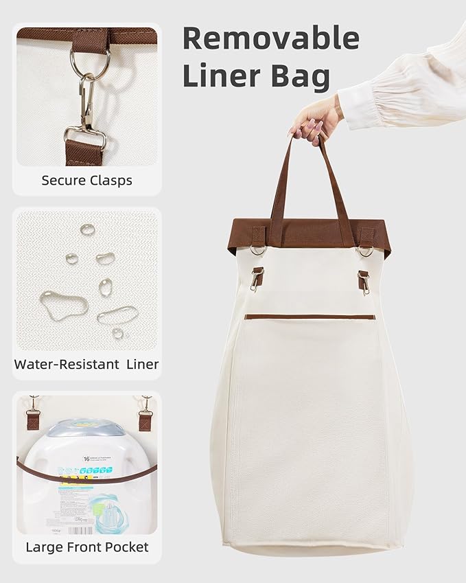 STORAGE MANIAC Large Laundry Basket with Wheels 160L Rolling Laundry Hamper Laundry Cart with Metal Frame and Removable Bag, Clothes Hamper for Bedroom, Bathroom, Dorm Room, Laundry Room, Beige