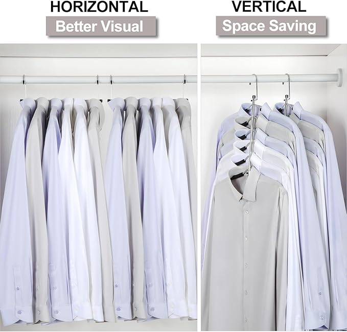 TOPIA HANGER Clothes Hanger Space Saving, 6 Tier Shirt Coat Hangers Space Saving No Bump Shoulder Hangers with No Slip Foam Padded Hangers Closet Organizers and Storage for Men and Women 2 Pack-CT64B