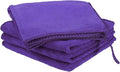 HARFINGTON 4 Pack Microfiber Cleaning Cloth, 12" x 12" Multi-Functional Cleaning Towels Reusable Absorbent Rags with Hook for Car Wash Kitchen Household Window Clean, Purple