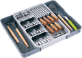 Kitchen Utensil Drawer Organizer, Removable 2-Tier Knife Holder, Expandable Cutlery Tray for Silverware, Flatware and Utensils, Large Kitchen Drawer Dividers for Spoons, Forks, Knives, Gray