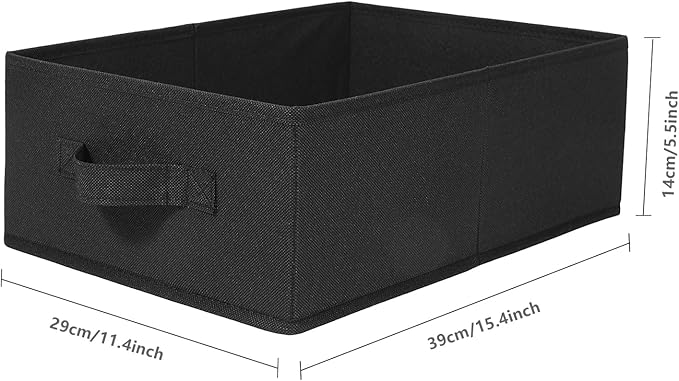 BOMKEE Clothings Collapsible Storage Bins, Foldable Organizers and Storage Baskets Cube Storage Bin for Bedroom Living Room (4 Pack, Black, 15.4x11.4x5.5inch)