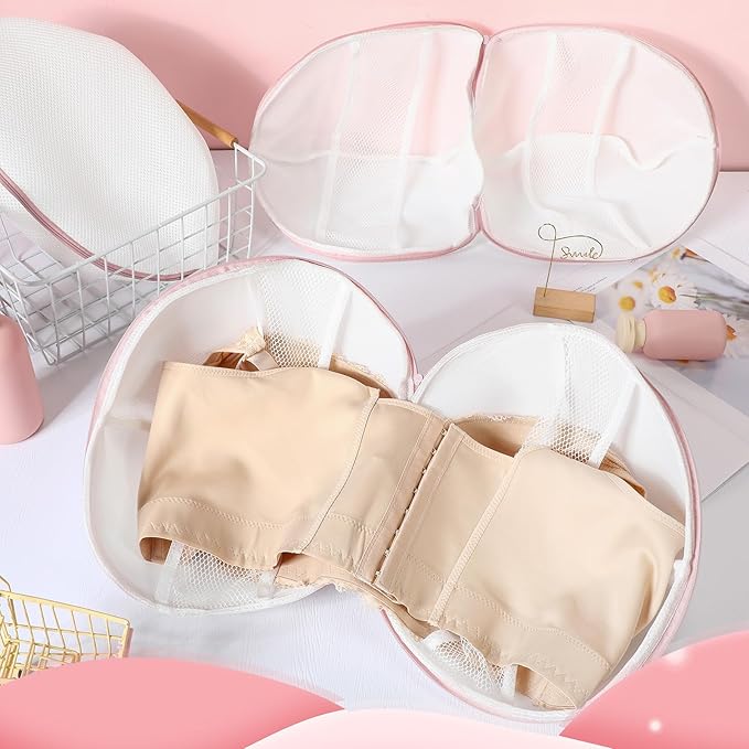 Shappy 6 Pieces Bra Washing Bag for Laundry Mesh Wash Lingerie Underwear Brassiere Washing Bags with Zipper for Women Laundry Storage (11.81 Inch,Pink)