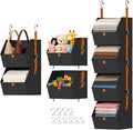DIMJ Hanging Closet Organizer - 4 Tier Collapsible Hanging Shelves with Hooks Zipper, Fabric Clothes Organizer, Space-Saving Storage Bin Basket for RV, Bedroom, Laundry Organization
