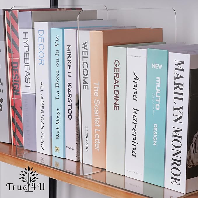 True 4U 4 Pack, Acrylic Shelf Dividers for Closet Organization, Clear Tall Shelf Dividers, Extra Deep, Easy to Install for Bedroom Kitchen Office Closet Bathroom