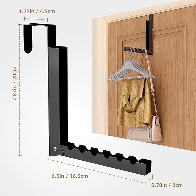 ZMBESUP Over The Door Hanger Folding Clothes Drying Rack, Folding Hanging Coat Rack for Indoor Laundry Room Compact Small Space Foldable Portable Clothing Hanger Hook Collapsible- 1 Pack（Black）