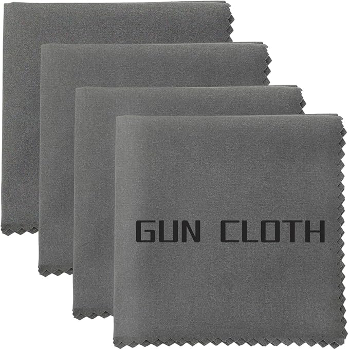 4 Pack Microfiber Gun Cleaning Cloth, 12"x12" Lint Free Gun Cleaning Rags, Reusable Microsuede Cleaning/Polishing Wipes Towels for Firearms, Knives and Scopes (Gray)