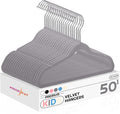 HOUSE DAY 14 Inch Kids Velvet Hangers 50 Pack, Durable Big Kid Hangers for Youth, Teen, Non Slip Kids Felt Hanger, Cute Childrens Hanger for Closet, Grey