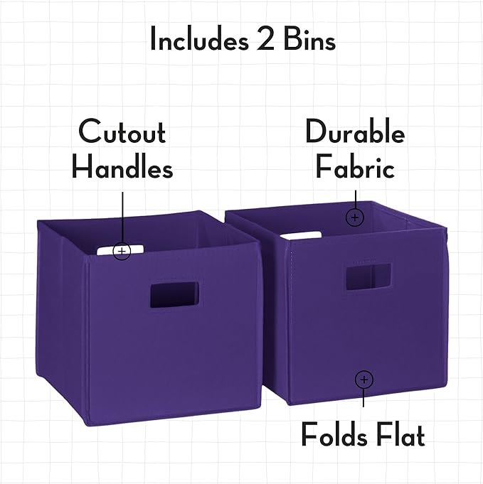 RiverRidge Folding Storage Bins with Handles Dark Purple Cube Storage Organizer for Closet, Bedroom & Playroom - Closet Organizers and Storage Set of 2