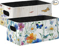 Closet Storage Bins 2 Pcs Felt Open Home Storage Containers Organizer with Handles Collapsible Shelf Basket for Home Office Craft Room Classroom Fabric Cornflower Butterfly Daisy