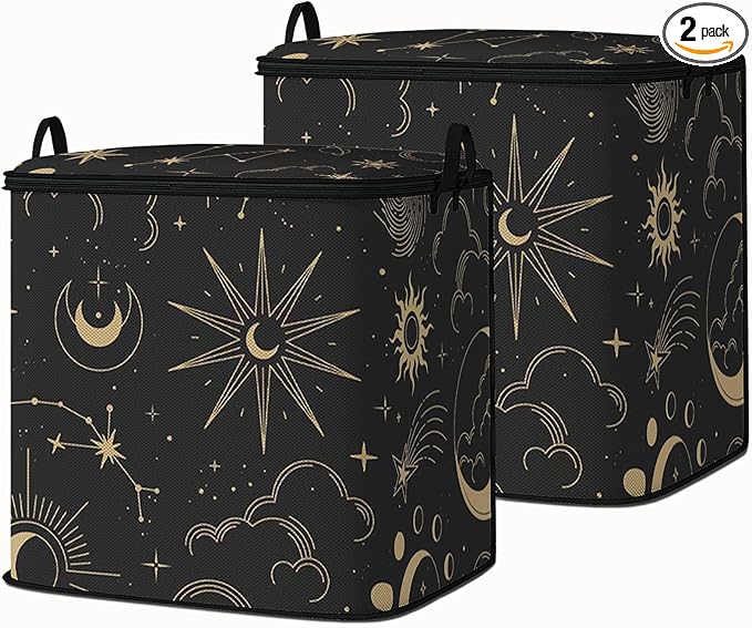 Large Comforter Storage Bag with Zipper,Closet Organizer for Clothes,Blankets,Quilts,Pillows,Fabric Storage Bags with Portable Handles 95L(2-Pack)
