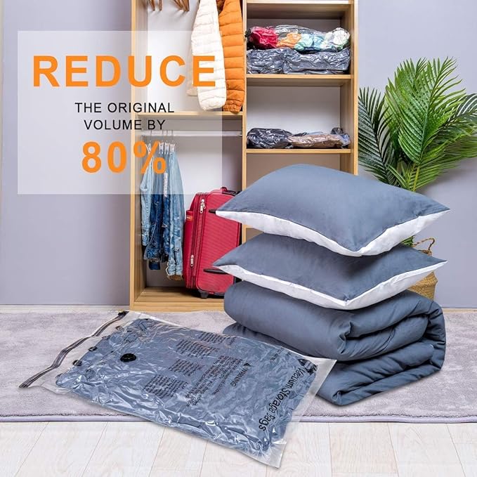 GONGSHI Vacuum Storage Bags, Space Saver Seal Bags For Clothing, Blankets, Comforters, Pillows, Clothes Storage,Travel Luggage.10 M