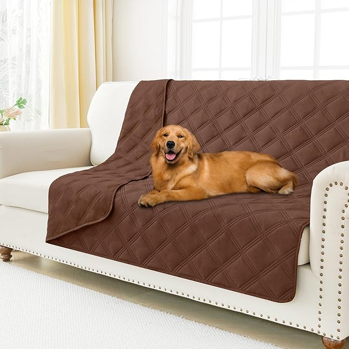 Smiry Waterproof Dog Bed Cover Blanket 52x82, Soft Reversible Pet Blanket, Washable Leakproof Cats Dogs Couch Cover for Sofa, Couch, Furniture, Lattice, Brown/Brown