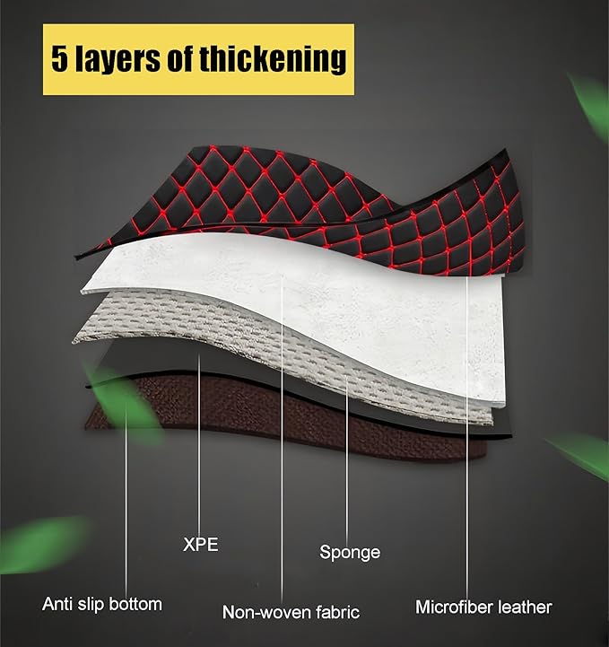 Leatherette Car Seat Protector - 2 Pack Large Car Kick Mats with Storage Pockets Organizer Seat Back Cover Against Dirty Shoes & Scratches, Universal Fit for Most Vehicles, Black with Red Line