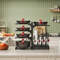 pots and Pans Organizer Under Cabinet, Pot and Pan Organizer Rack, Two-Sided Cookware Holder with Lid Storage, Adjustable Pan Organizer, Pot Holders, for Kitchen, Black TPR40BB