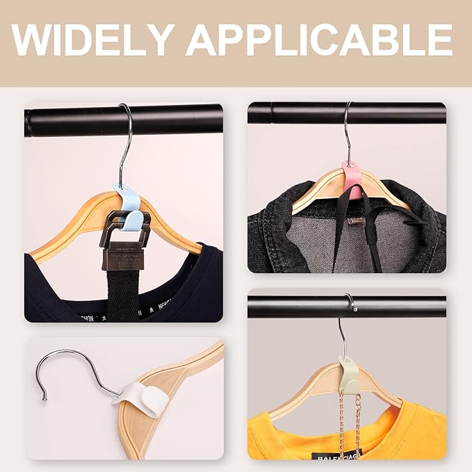 200 PCS Clothes Hanger Connector Hooks, 4 Colors Magic Heavy Duty Cascading Connection Hooks Space Saving Hanger Extenders Clips for Clothes for Organizer Closet
