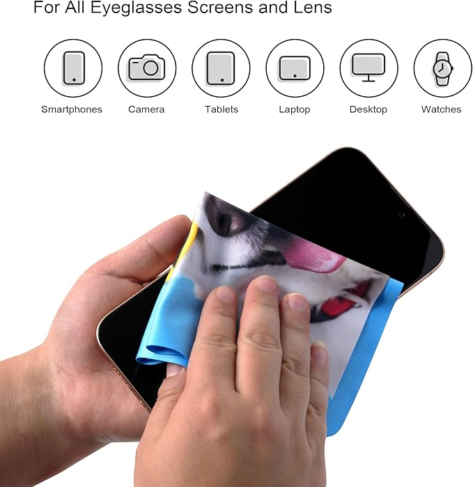 Glasses Cleaning Cloth for Eyeglasses - Multicolor Eyeglass Clean Cloths - Lens Cleaning Cloth for Camera, Glasses, Screens, Phones and Delicate Surfaces, Cute Design- 6x7in-6P