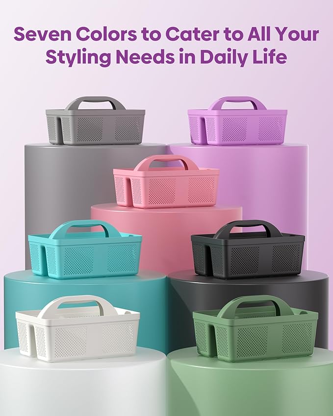 MLIKLU 4 Pack Portable Shower Caddy, Integrated Handle, Reinforced Plastic, Quick-Dry Ventilation Holes, Multi-purpose Storage Basket for Home, Dorm and Bathroom, Kitchen, Under Sink Storage, Purple