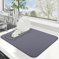 WISELIFE Dish Drying Mat Super Absorbent Drying Mat Large Dish Drying Mats for Kitchen Counter Easy Clean Dish Mat Kitchen Drying Mat15"x 18" Classic Grey