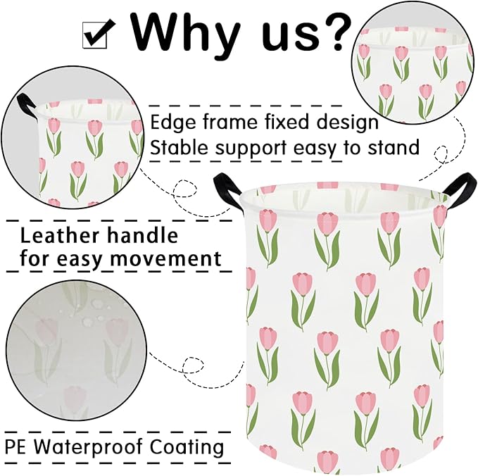 Tulip hamper,Girls Nursery Hamper,Waterproof foldable baby laundry basket,kids laundry Basket,Kids Toy Storage Organizer,Baby girl room decor,Gift Basket (Tulip)