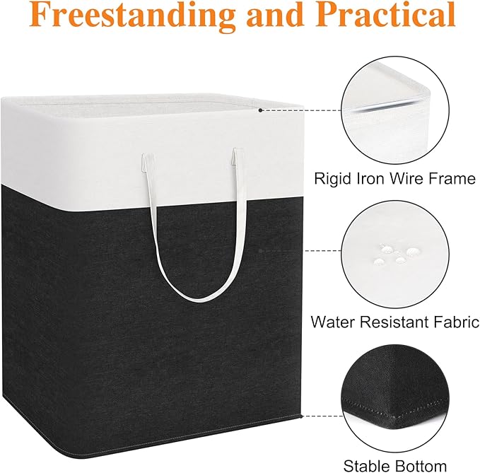 laundry basket 3-Pack, laundry hamper, Hamper with handles, collapsible laundry baskets, Waterproof dirty clothes hamper, Towel Storage for Home or Dorm, 125L-Black
