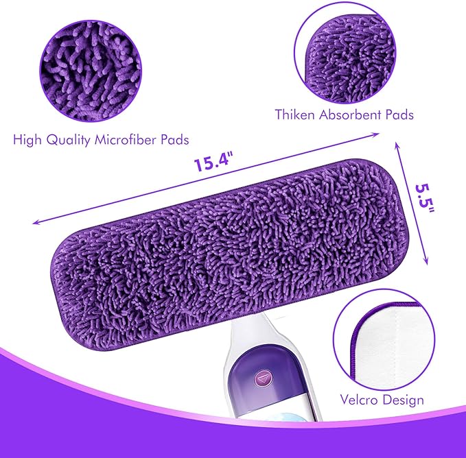 Reusable Power Mop Refill Pads for Swiffer Power Mop Starter Kit - Swifter Powermop Pads Refills - Multi-Surface & Wood Mopping Pad Refil for Floor Cleaning - Washable Microfiber Pad, 3 Pack