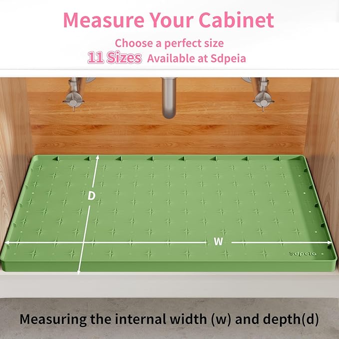 Sdpeia Under Sink Mat 22"×19" Waterproof Silicone Cabinet Liner & Sink Protector for Kitchen & Bathroom, Multi-Purpose Organizers Tray for Pets, Laundry, Cat Litter Mat