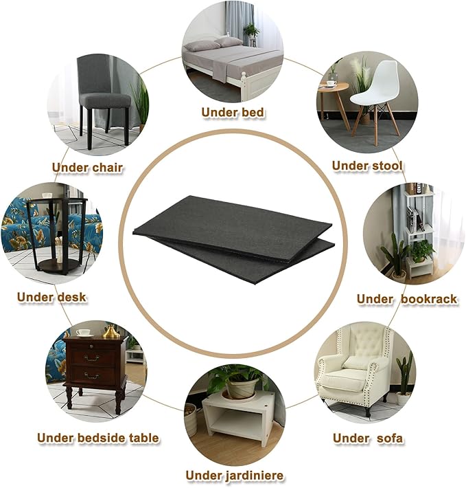 uxcell Felt Furniture Pads, 6Pcs 11.02" x 7.87" Adhesive Backed Felt Non-Slip Anti-Scratch Chair Leg Protectors for Protecting Hardwood Floor, Black
