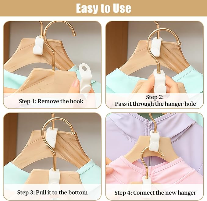 Hanger Connector Hooks,50 Pcs Space Saving Hangers for Clothes,Clothes Connector Hooks, Hanger Organizer Space Saver,Hanger Extender Hooks