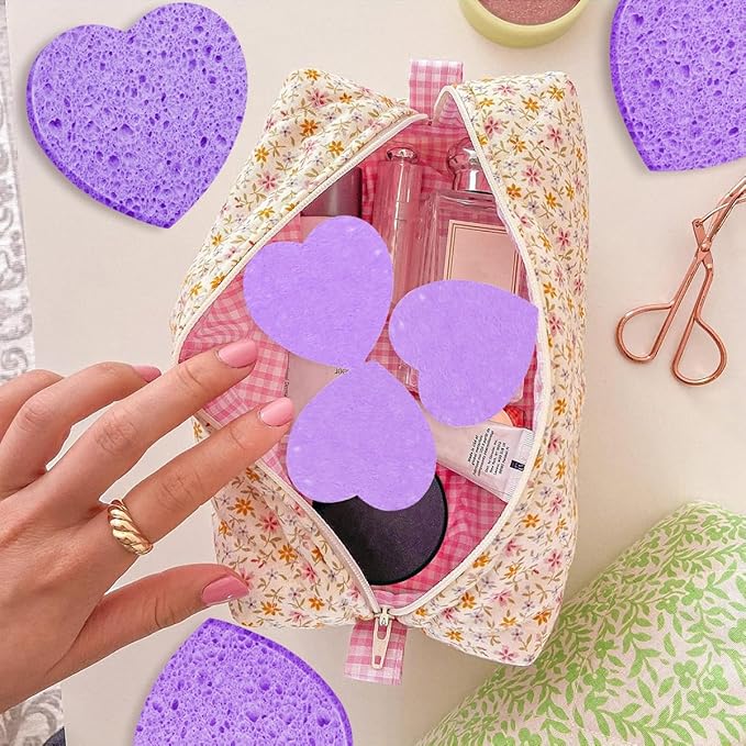 50-Count Facial Sponges Compressed, 100% Natural Cellulose Face Sponge Professional Cosmetic Spa Sponges for Face Cleansing, Exfoliating Mask, Makeup Removal for Travel and Home, Purple