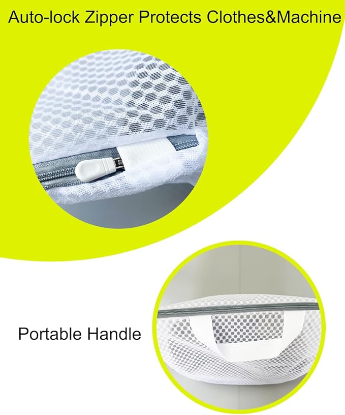 2-Pack Hanging Laundry Bag for Washing Machine, Large & XL Mesh Laundry Bags for Delicates with S Hooks, Durable Zippered Wash Bags for Clothes, Socks, Lingerie