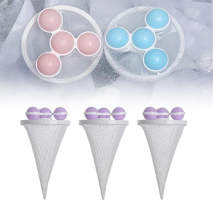 Laundry Hair Catcher, 2025 New Floating Hair Filtering Mesh Removal Pet Hair Remover for Laundry Reusable Washer Hair Catcher Hair Filter Bag Lint Catcher for Washing Machine (Purple, 3pcs)