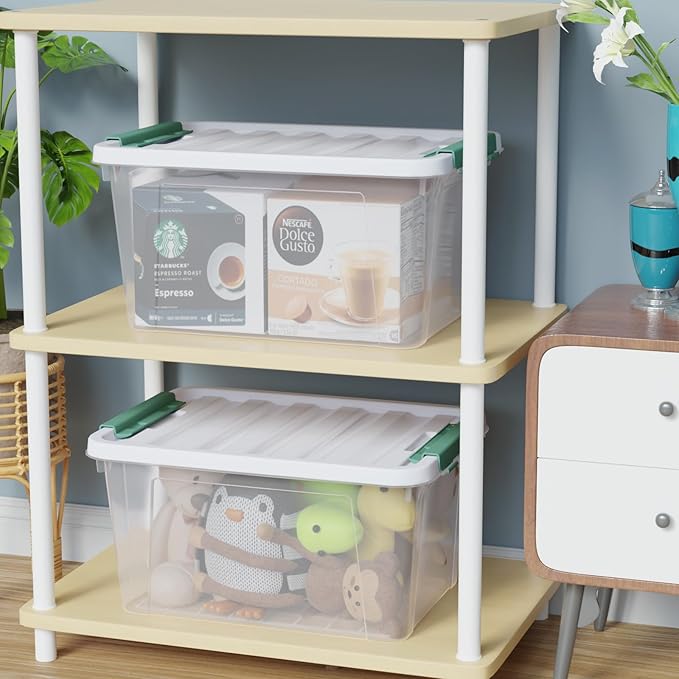 Haodehen 6-Pack 20 Quart Plastic Storage Latch Box with Lid, Clear Stackable Storage Container Bins