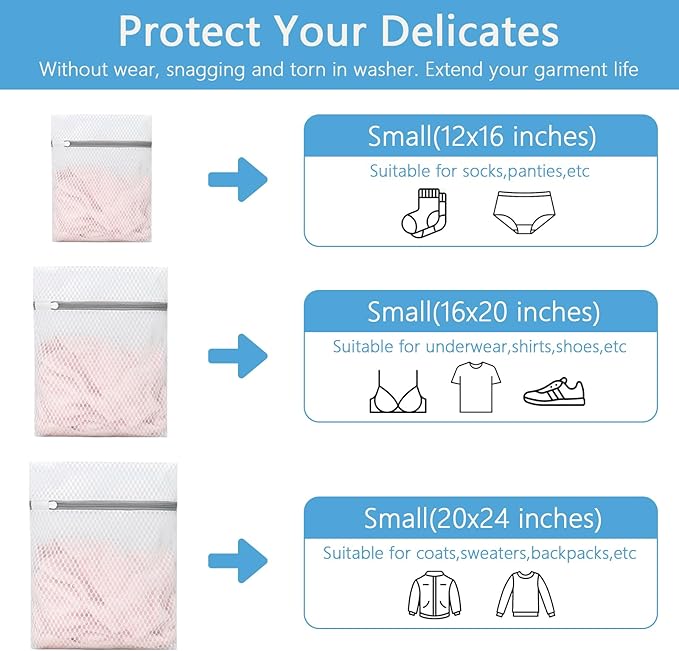 3-Pack Heavy-Duty Honeycomb Mesh Laundry Bags (L/M/S), Washing Bags for Delicates, Sweaters, Shoes, Backpacks, Bed Sheets - Garment Protector