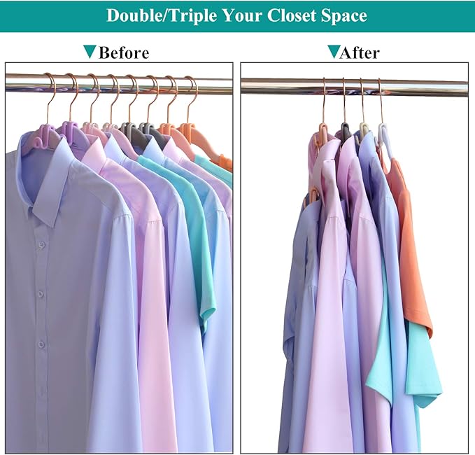 Clothes Hanger Connector Hooks, Outfit Hanger Extender Clips, Hangers Accessory, Not Suitable for Wooden Hangers, Heavy Duty Space Saving for Closet 60 Pcs (Grey)
