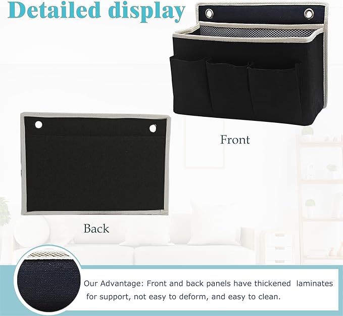 Someteth 2-Pack Wall Hanging Organizer Bag/Hanging Baskets with Large Mesh Compartment & 3 Pockets，Over the Door Organizer Space Saving Storage for Bedroom,RV Camper, Closet (Black - 2 Pack)