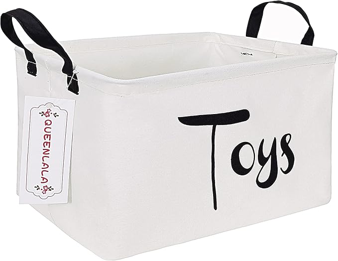 QUEENLALA Rectangular Laundry Hamper/Foldable Nursery Laundry Basket for Organizing/Storage Bin Baskets/Children Toy Office Bedroom/Toy Bin Closet Shelf Baskets（Rec-toys）