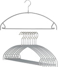 Mawa by Reston Lloyd Euro Ultra Light/Thin Series, Non-Slip Space Saving Clothes Hanger with Bar & Hook for Pants and Skirts, Style 42/PTU, Set of 10, Silver