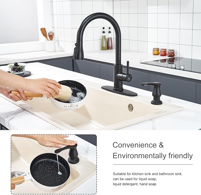 GAGALIFE Kitchen Sink Soap Dispenser Matte Black, Under Sink Soap Dispenser with 40" Silicone Extension Tube Kit,Say Goodbye to Frequent Refills