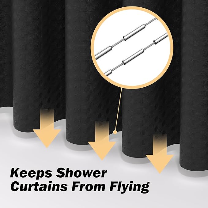 Black Bathroom Set, 23 PCS Black Bathroom Accessories Set with Shower Curtains, Trash Can, Toothbrush Holder, Soap Dispensers, Toothbrush Cup, Vanity Tray, Soap Dish, Toilet Brush, Qtip Holders