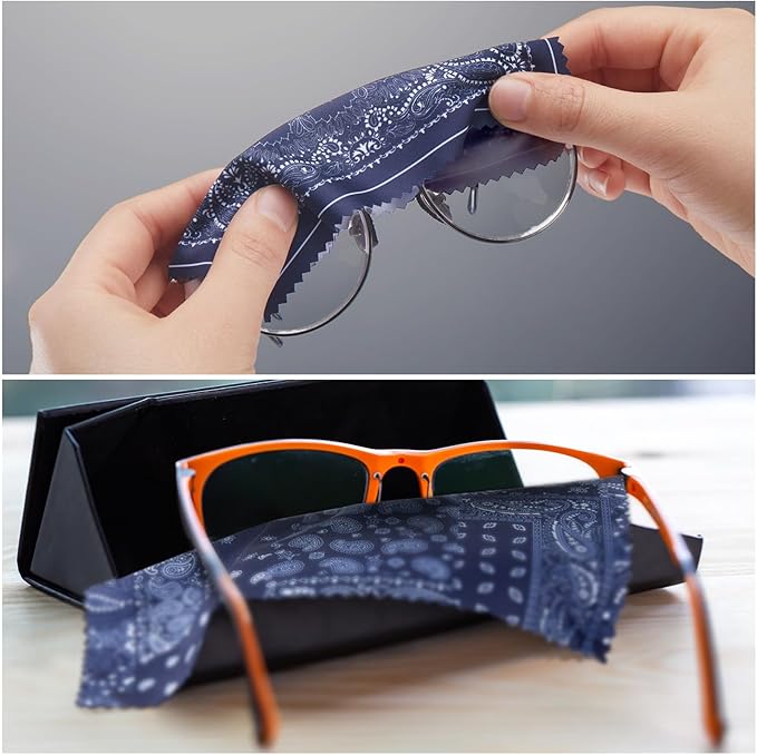 24 Pcs Microfiber Cleaning Cloth Paisley Elegant Flowers Design Glasses Cleaning Cloth Multicolor Microfiber Lens Wipes Reusable Eyeglasses Wipes for Camera Lens Cell Phone Screens, 6 x 6 Inch
