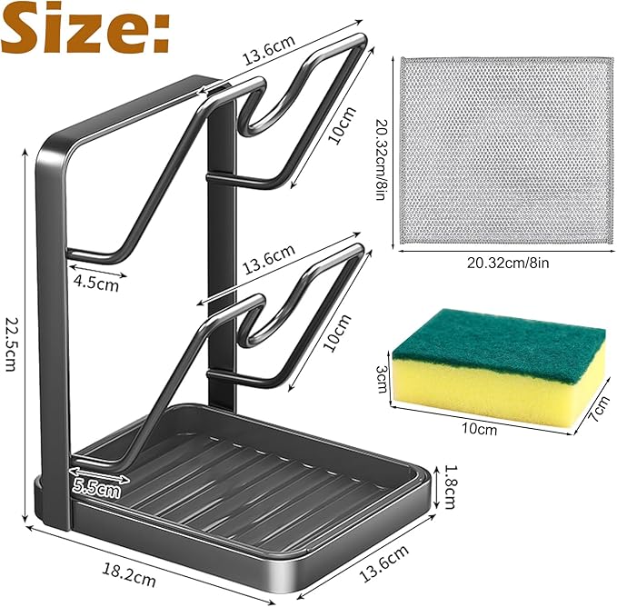 Kitchen Pot Lid Storage Rack, Pot-Lid Cutting Board Holder With Removable Drip Tray, Multifunctional Utensils Pan Pot Cover Lid Rack Shelf For Stove Top or Countertop