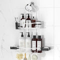 REINHARDT Shower Caddy Hanging, Rustproof Shower Caddy Anti-Swing Shower Organizer No Drilling Showers Racks with Soap Holder Multi Hooks Bathroom Storage for Shampoo Sponge, White