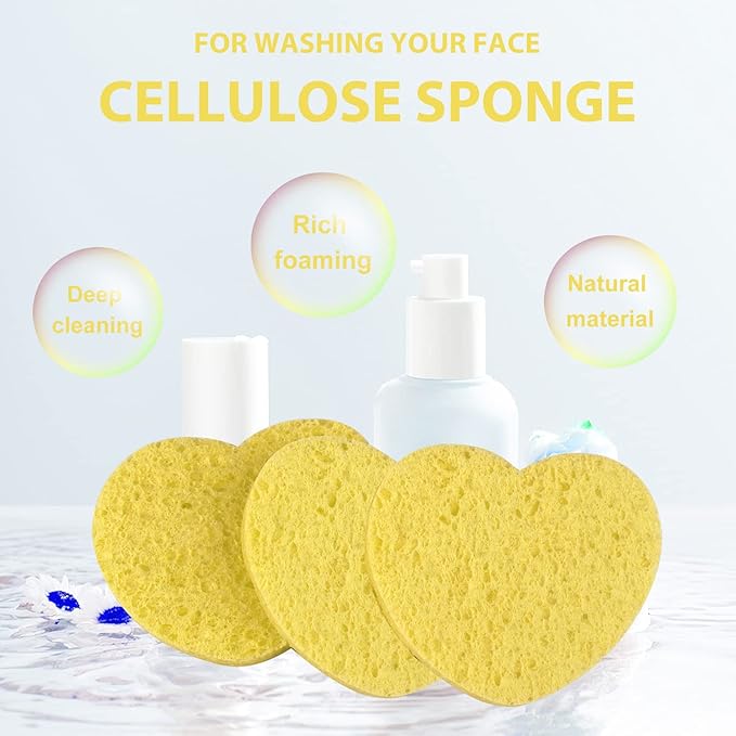 50-Count Facial Sponges Compressed, 100% Natural Cellulose Face Sponge Professional Cosmetic Spa Sponges for Face Cleansing, Exfoliating Mask, Makeup Removal for Travel and Home, Yellow