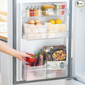 6 Pack Refrigerator Organizer Box, Plastic Refrigerator Side Door Storage Containers, Space-Saving Organizer Bins for Refrige, Refrige Drawers for Fruit and Vegetable (Clear, L×6)