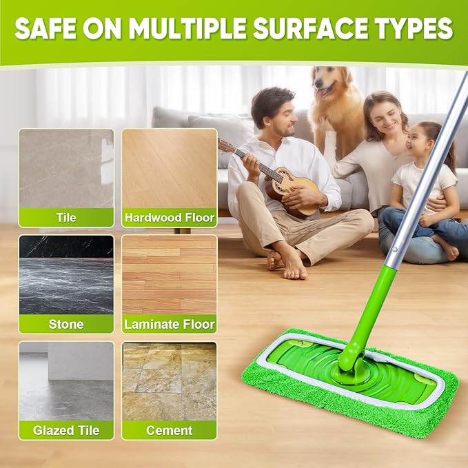 18-Pack Reusable Mop Pads Compatible with Swiffer Sweeper Mop - 100% Coral Fleece Washable Refills - Microfiber Dry & Wet Sweeping Cloths for Multi-Surface/Hardwood Floor Cleaning