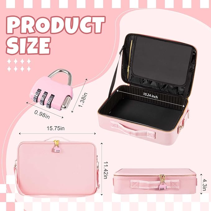 Eccliy Discreet Lockable Adult Toy Storage Box Organizer Container Reusable Flat Toy Organizer Case Lock Box For Women And Men Adult Tools For Couples In Bed 14.6 x 10.2 x 4.3 Inches(black)
