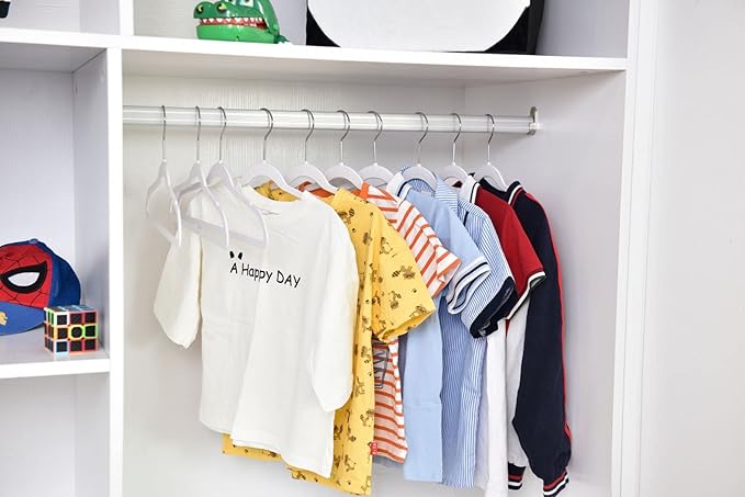 Quality Children's Plastic Non Velvet Non-Flocked Thin Compact Hangers Swivel Hook for Shirts Blouse Coats (White, 240)