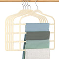 Velvet Hangers Space Saving Non Slip Pant Velvet Hangers, DUDUCOFU 6 Pack Beige Multi Layer Clothes Hangers Closet Organizer for Pants Trousers Scarf