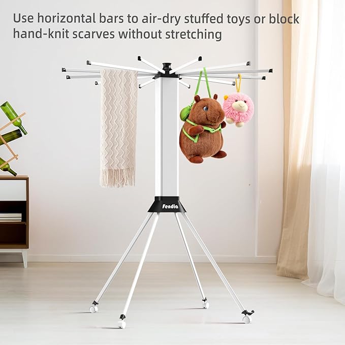 fendia Clothes Drying Rack Foldable & Collapsible Drying Racks with 4-Leg Octopus Design, Large Capacity Space Saving Indoor Drying Rack for Bedroom,Balcony,Laundry for Indoor/Outdoor Use (White)