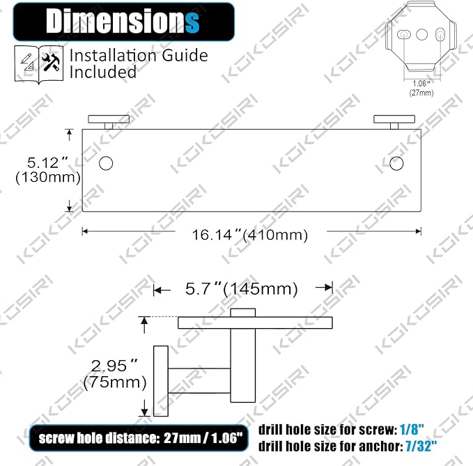 KOKOSIRI Wall Shelves Bathroom Hardware Glass Floating Shelf 16-Inch for Bedroom, Living Room, Kitchen, Hanging Rack Champagne Bronze B1105CPG-L16